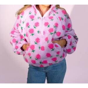 NEW VERY J sherpa half zip sweater in lavender